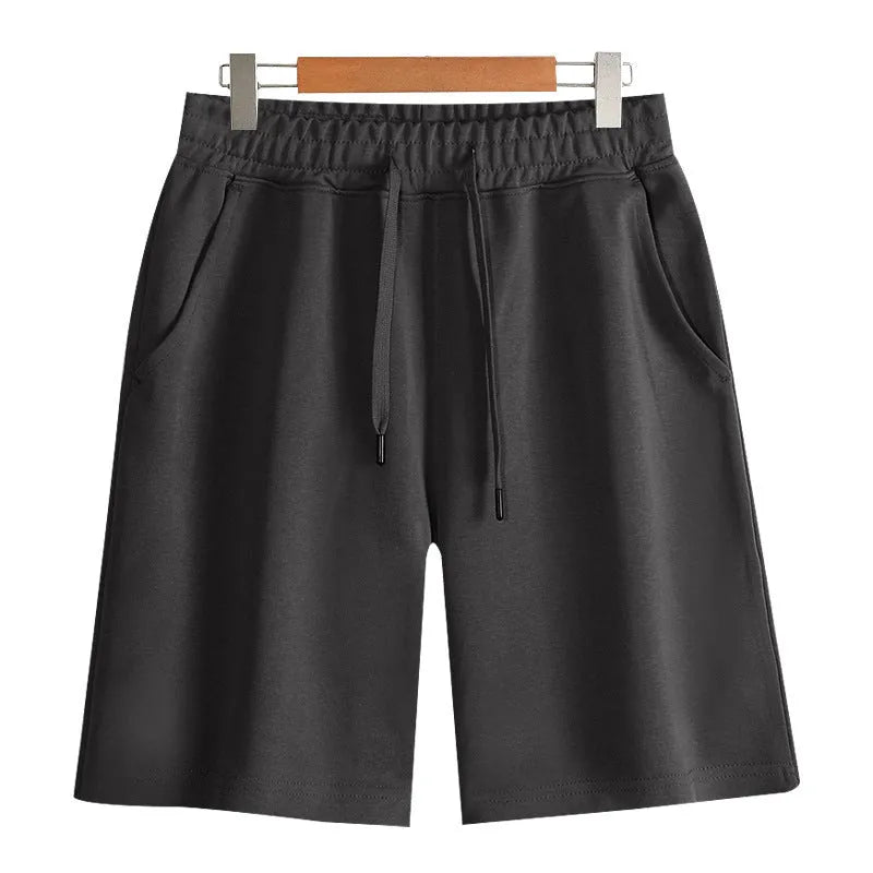 Cotton sports shorts with straight-leg cut available in multiple colours and sizes including extended fits