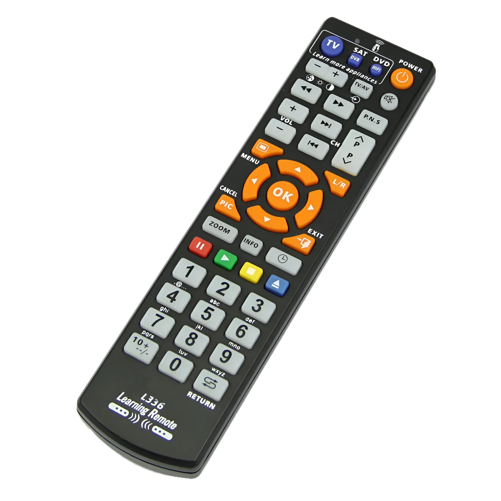 L336 black learning remote control for audio accessories with full key programming