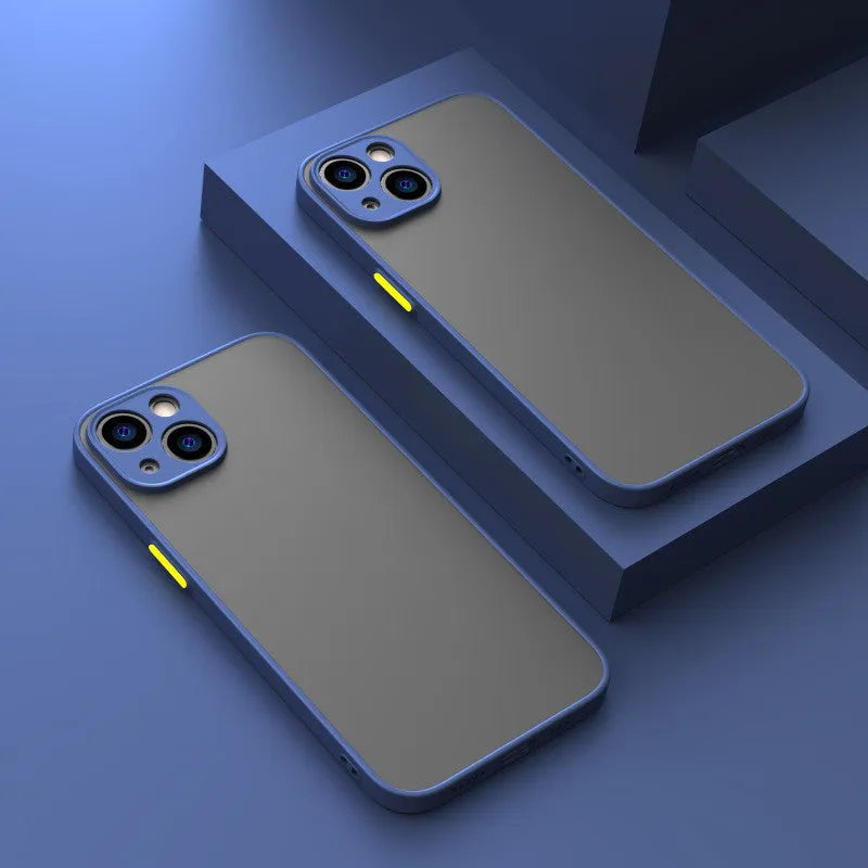 Frosted hard protective iPhone case with fine-hole skin-sensing texture in dark night green colour.