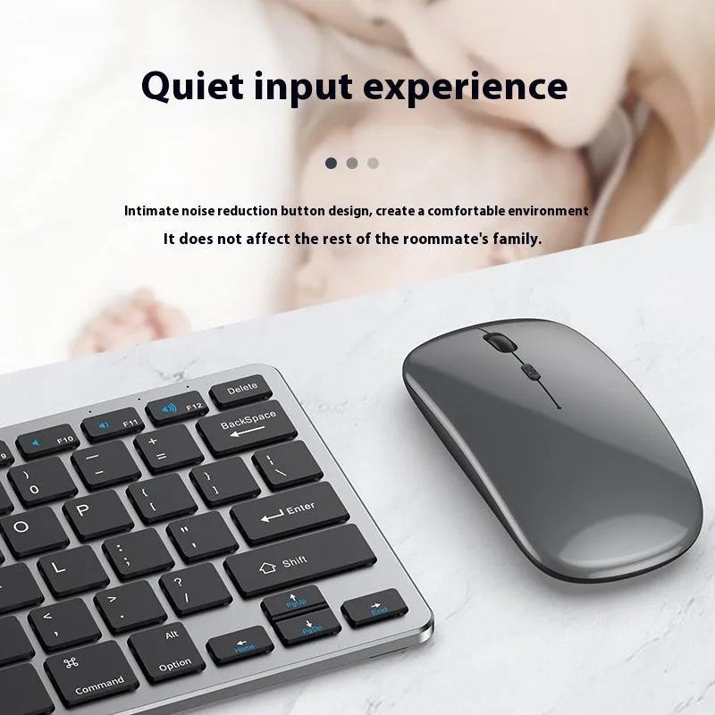 Ultra-thin wireless keyboard and mouse set in black colour with rechargeable design