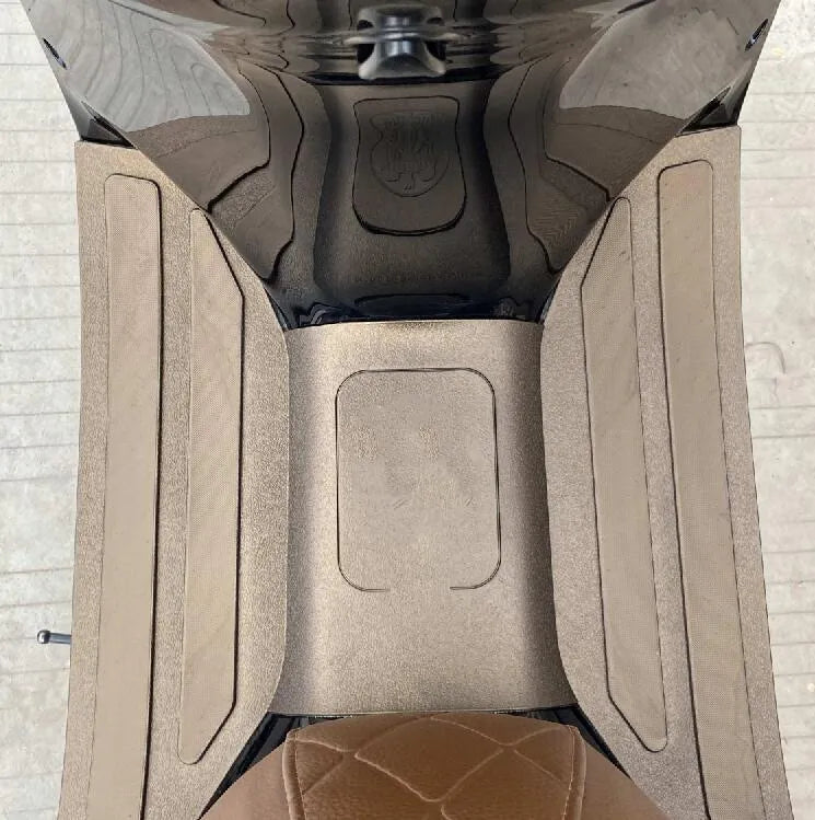 3D rubber motorcycle front foot pad in black grey or bronze gold with optional tank port opening