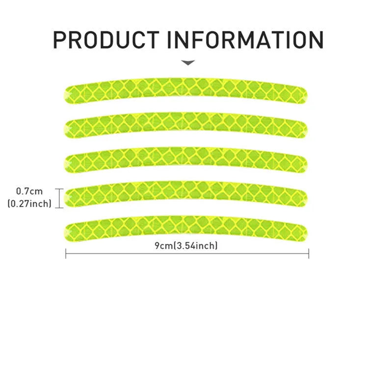 Pack of 20 multi-colour PVC reflective adhesive strips for car wheel hubs.