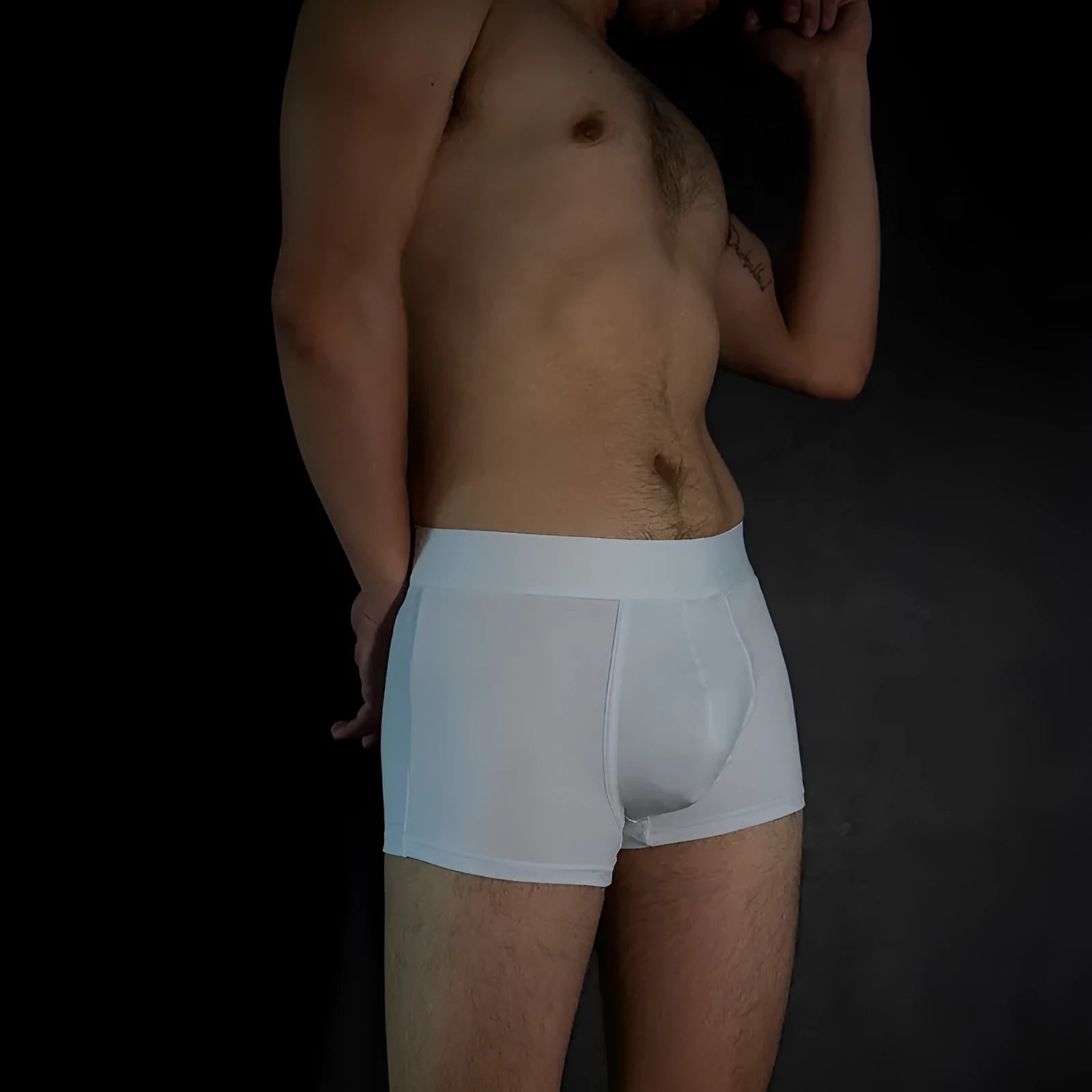 Men's solid colour cotton boxers in black, white, silver grey, and light green
