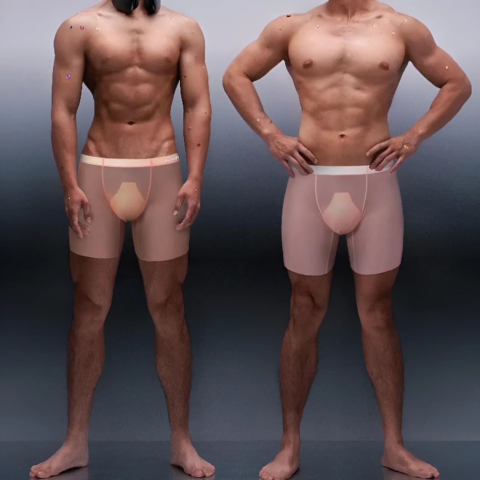 Men's seamless low-waist boxer shorts in orange nylon fabric