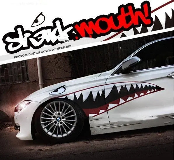Large Shark series PVC decal sticker for car door, showing Model A and Model B design options.