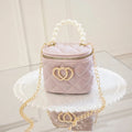PVC bucket-style gel bag for women with a heart pattern, shown in multiple colour options.