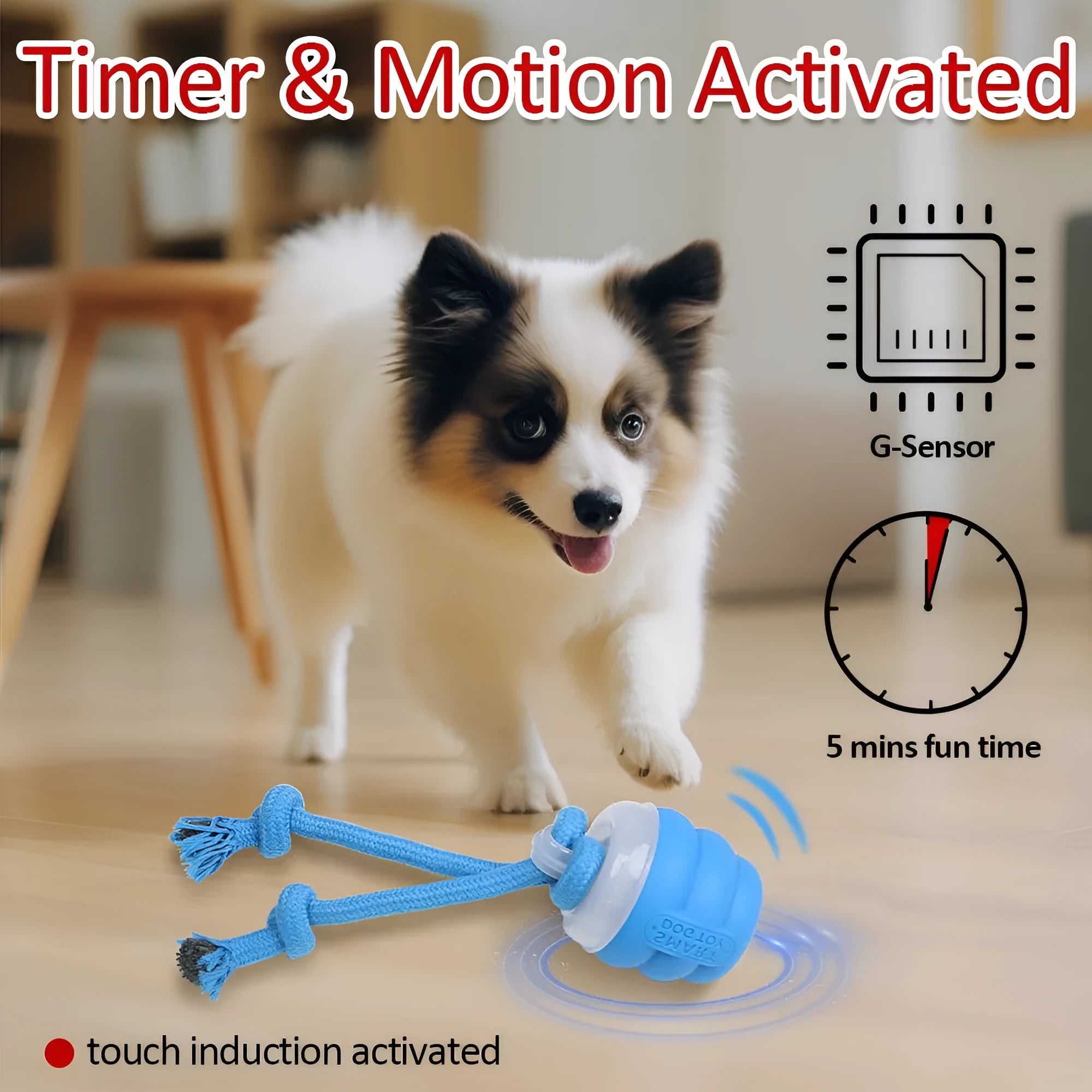 Sapphire blue electric toy ball with built-in dog leash for small and medium dogs