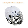 Ice hockey protective helmet with carbon steel face mask showing EVA lining