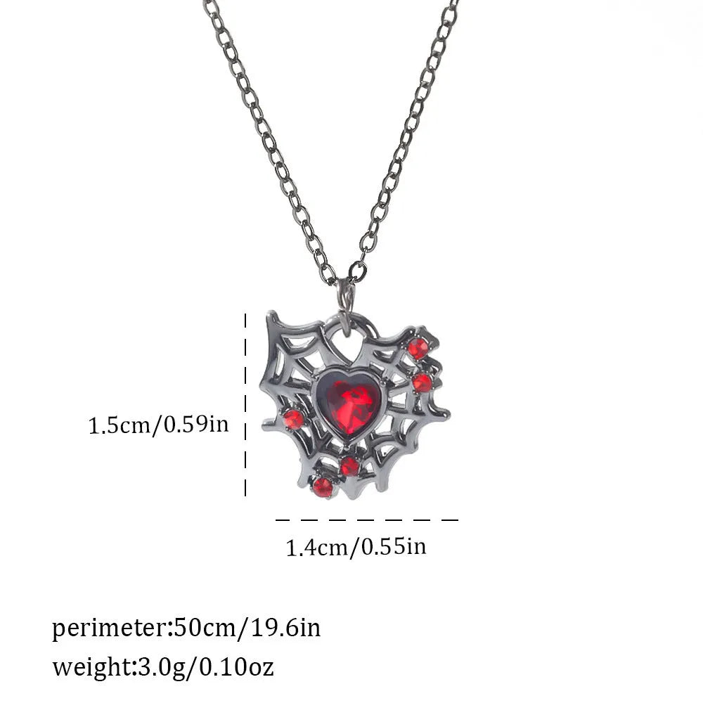 Halloween necklace with electroplated zinc alloy pendant showing spider, bat, and gothic designs on regular chain
