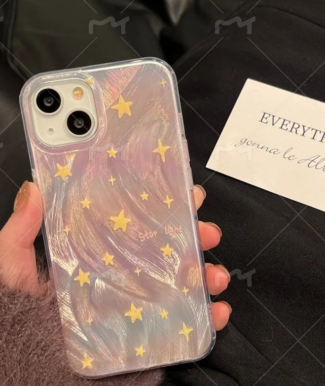 Acrylic hard case for iPhone 11 12 12 Pro with laser gradient star pattern and two style options