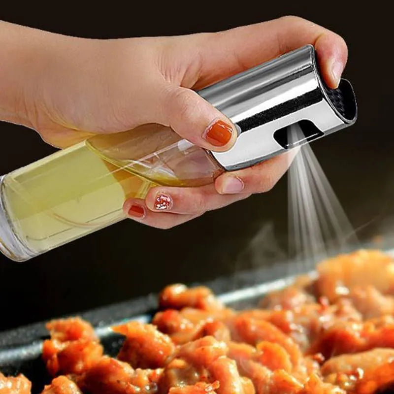 ABS glass push type oil spray bottle 100ml in gold for kitchen cooking