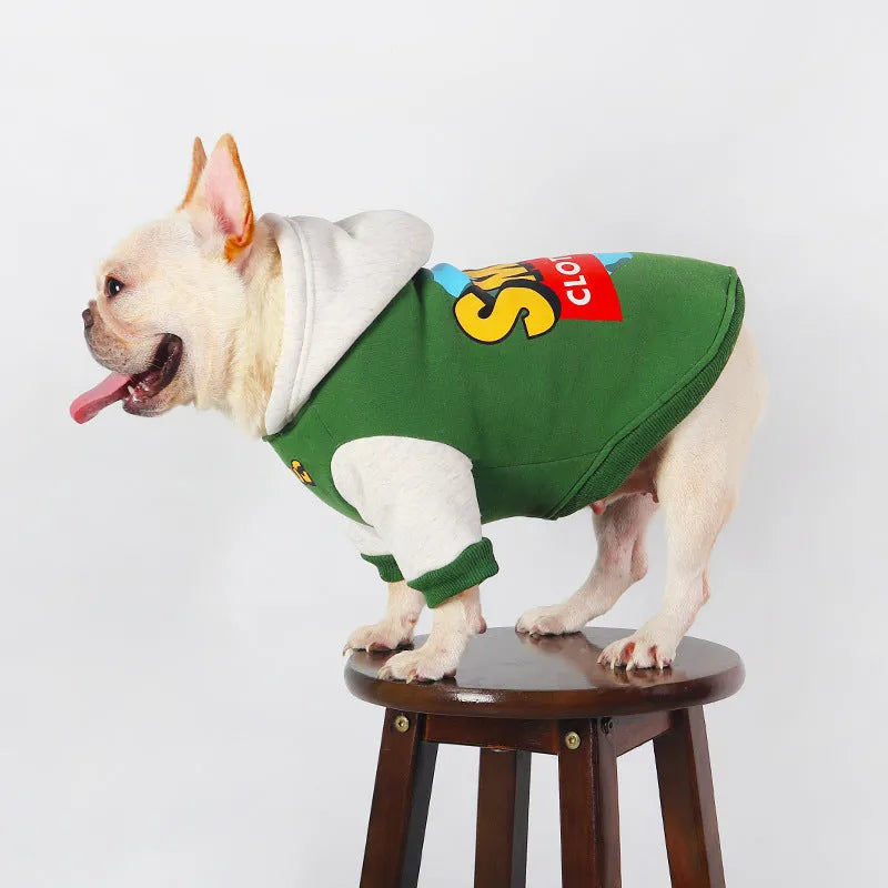 Green cotton dog coat for larger breeds in autumn and winter seasons