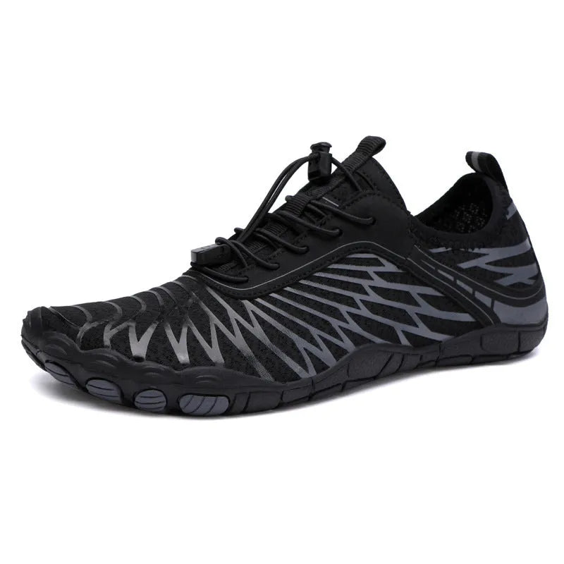 Outdoor sports casual shoes in various colours with lace-up front and rubber sole.