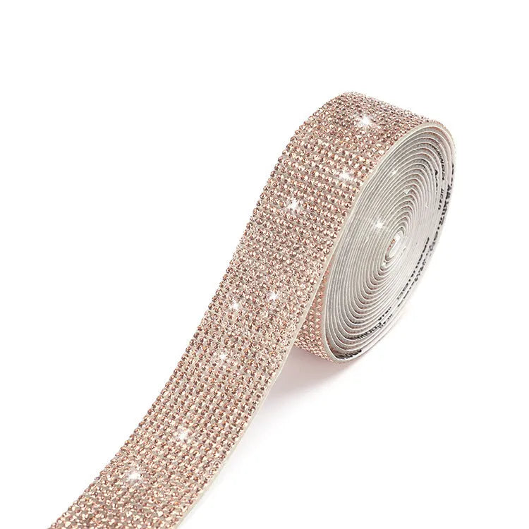 Self-adhesive water drill strips in glass electroplating finish for clothing decoration