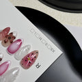 Hand-painted 3D carved nail beauty patches with embossed candy pattern in four sizes.
