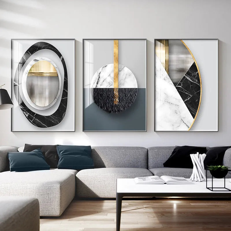 Abstract geometric pattern canvas wall poster in multiple size options