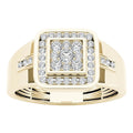 Men's gold plated alloy ring on display, geometry shape, size no. 10, European imitation gold style