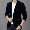 Men's slim corduroy casual suit in camel colour made from 100% polyester fibre