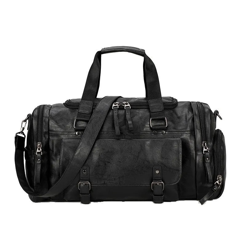 Large black travel bag with a separate shoe compartment, dimensions 52cm by 19cm by 27cm.