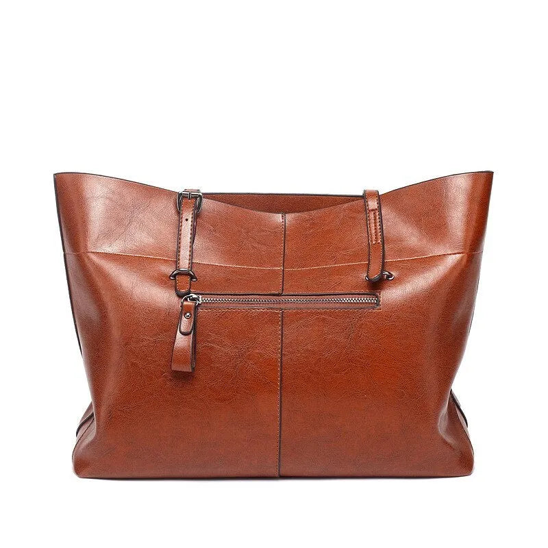 Casual wax cowhide leather ladies crossbody handbag shown in a choice of colours including black, brown, and rose red.