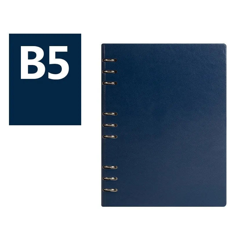 Imitation leather loose leaf notebook in black, blue, brown, red or seaweed green colours