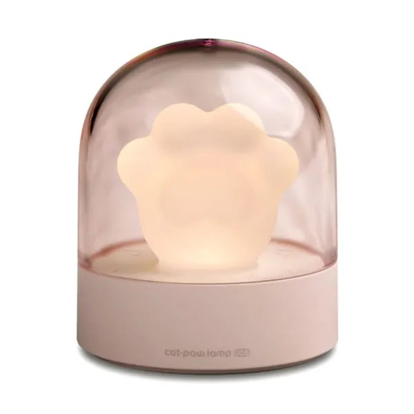 Grey cat paw shaped USB rechargeable night light with rotating musical display