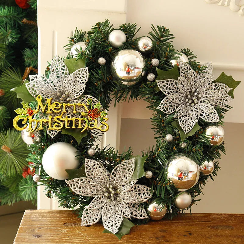 30cm multicolour plastic Christmas wreath for door decoration in six colour options