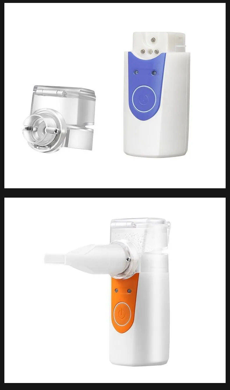Handheld columnar USB nebuliser spray machine with a water tank, for quiet household use.