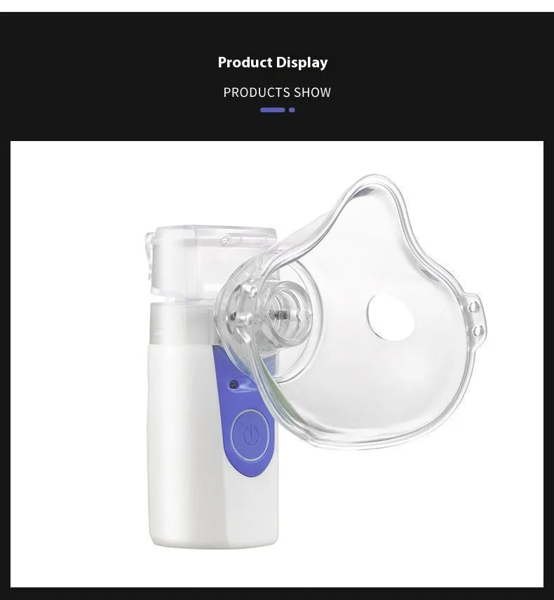 Handheld columnar USB nebuliser spray machine with a water tank, for quiet household use.
