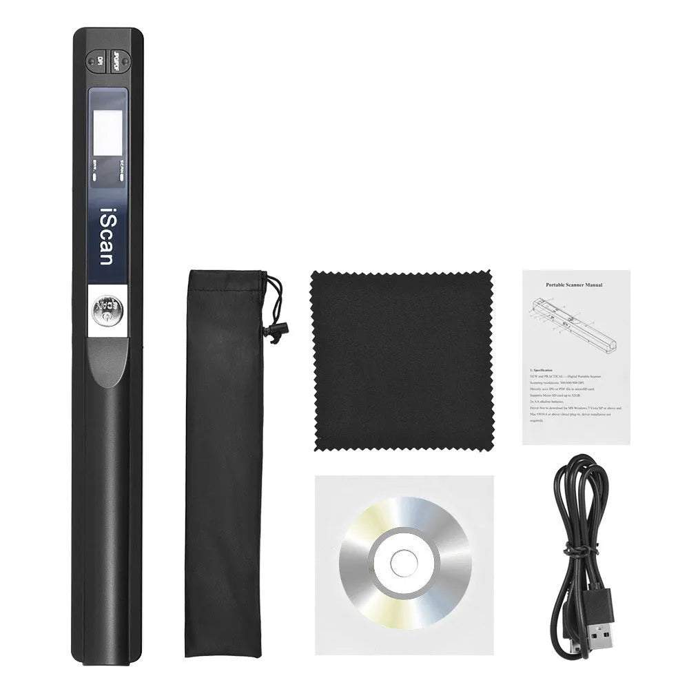 Handheld plastic barcode scanner shown in silver, one of five available colours.