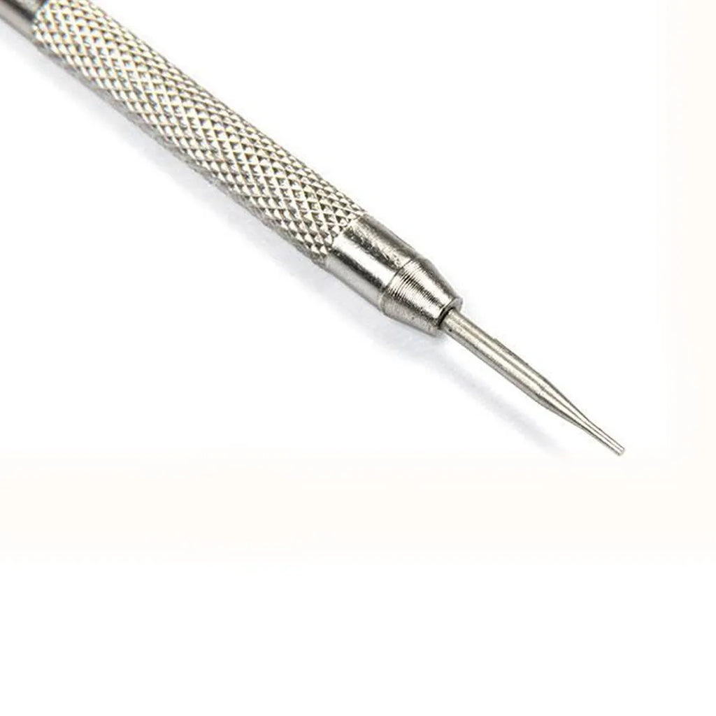 Stainless steel spring bar remover tool 8.5cm with V-edged tip and push-pin for watch strap repair