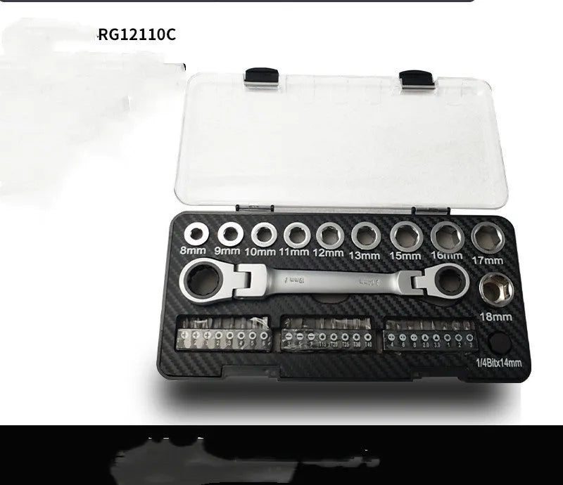 Dual-purpose ratchet wrench set with two-way mechanism, sockets, and batch heads