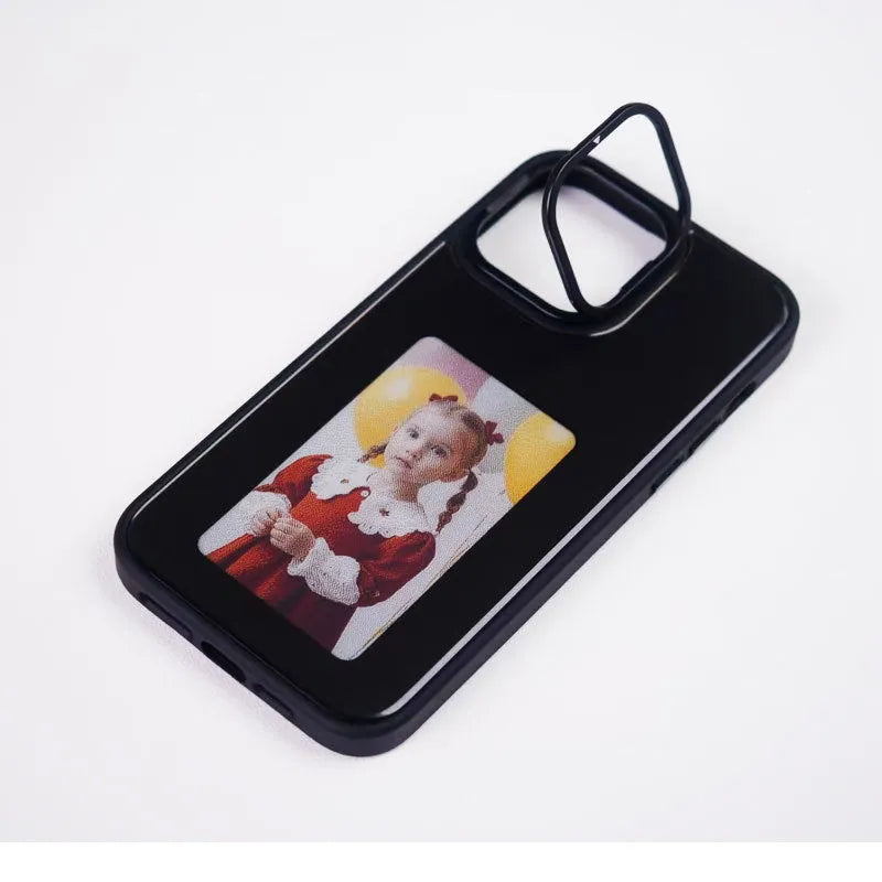 NFC E-ink screen bracket phone case for iPhone Pro Max in green, pink, or black.