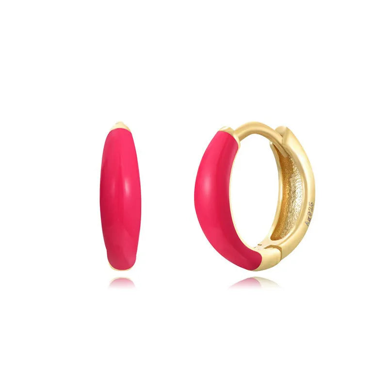 Geometric U-shaped epoxy oval earrings in a choice of seven colours on a silver needle copper base.