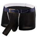 A pair of solid colour men's ice silk boxers laid flat, showing the mid waistband design.