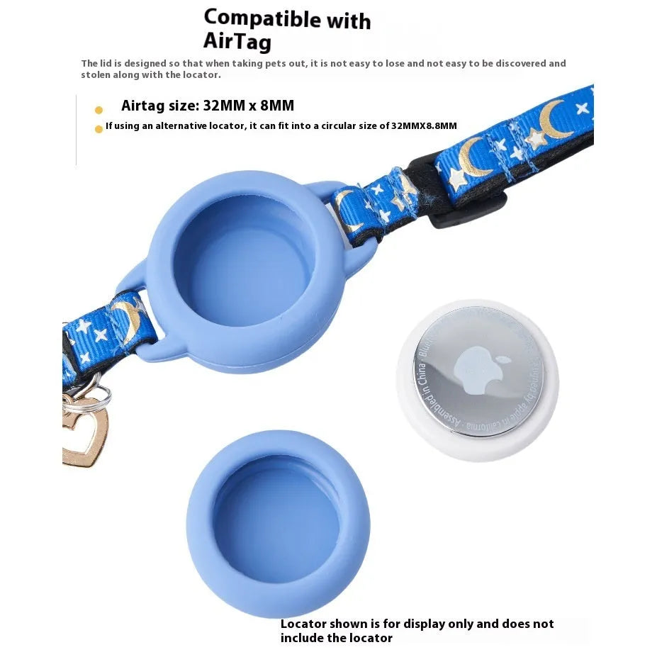 Apple AirTag protective case for pet collar attachment in adjustable sizes and multiple colours