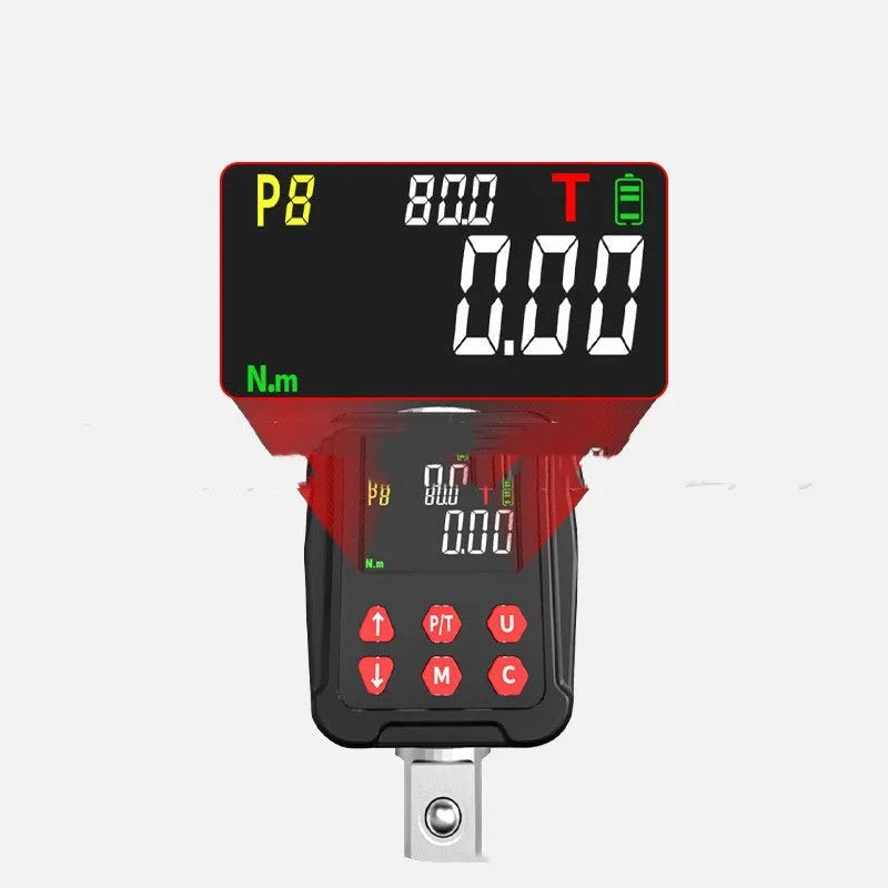 Digital torque meter with display on head, 1/2-inch drive, three-piece set for workshop use