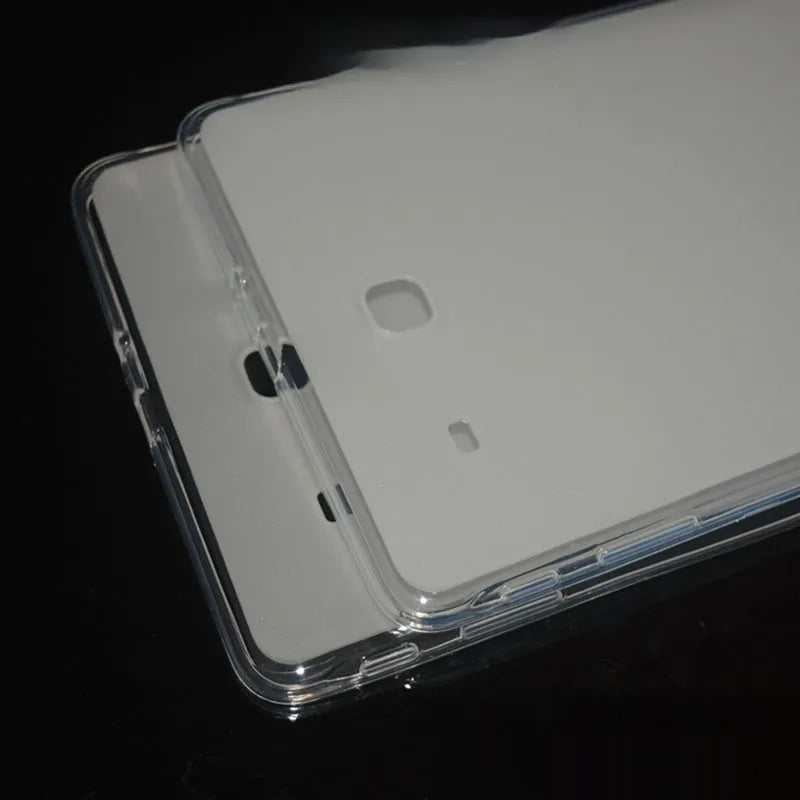 Clear white ultra-thin silicone tablet case for 7-inch devices with TPU reinforcement
