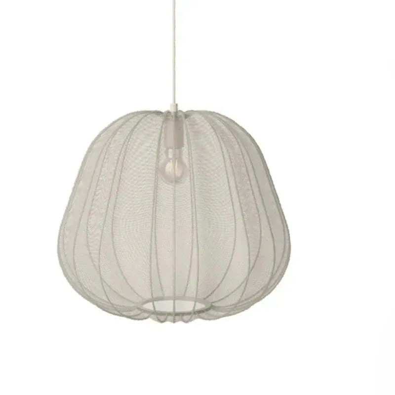 Japanese-style net pumpkin ceiling lamp in grey blue with branch design and LED lighting