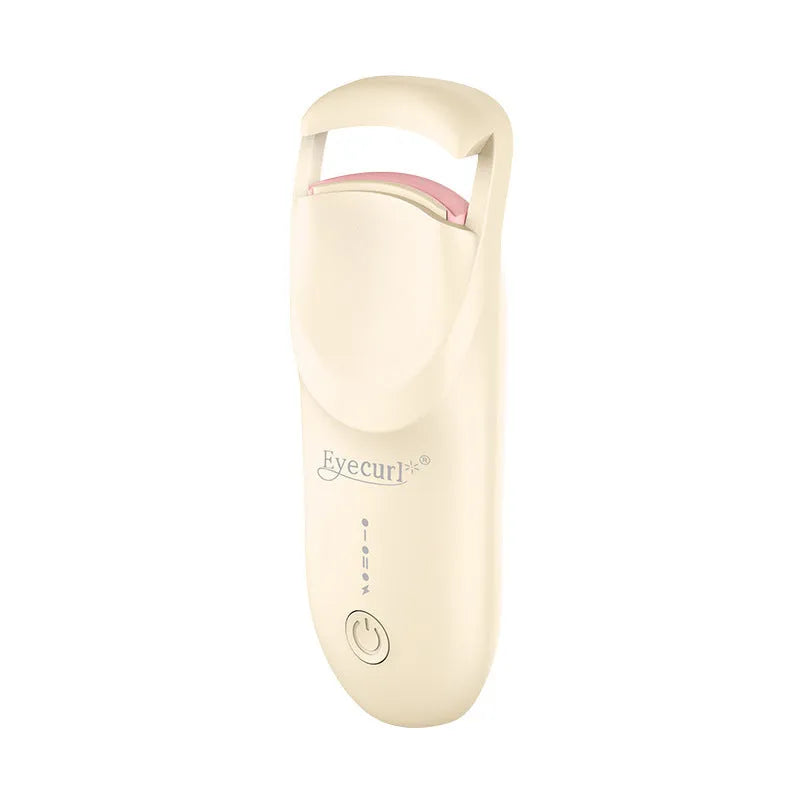 USB-rechargeable electric heating eyelash curler in cream white colour with cable