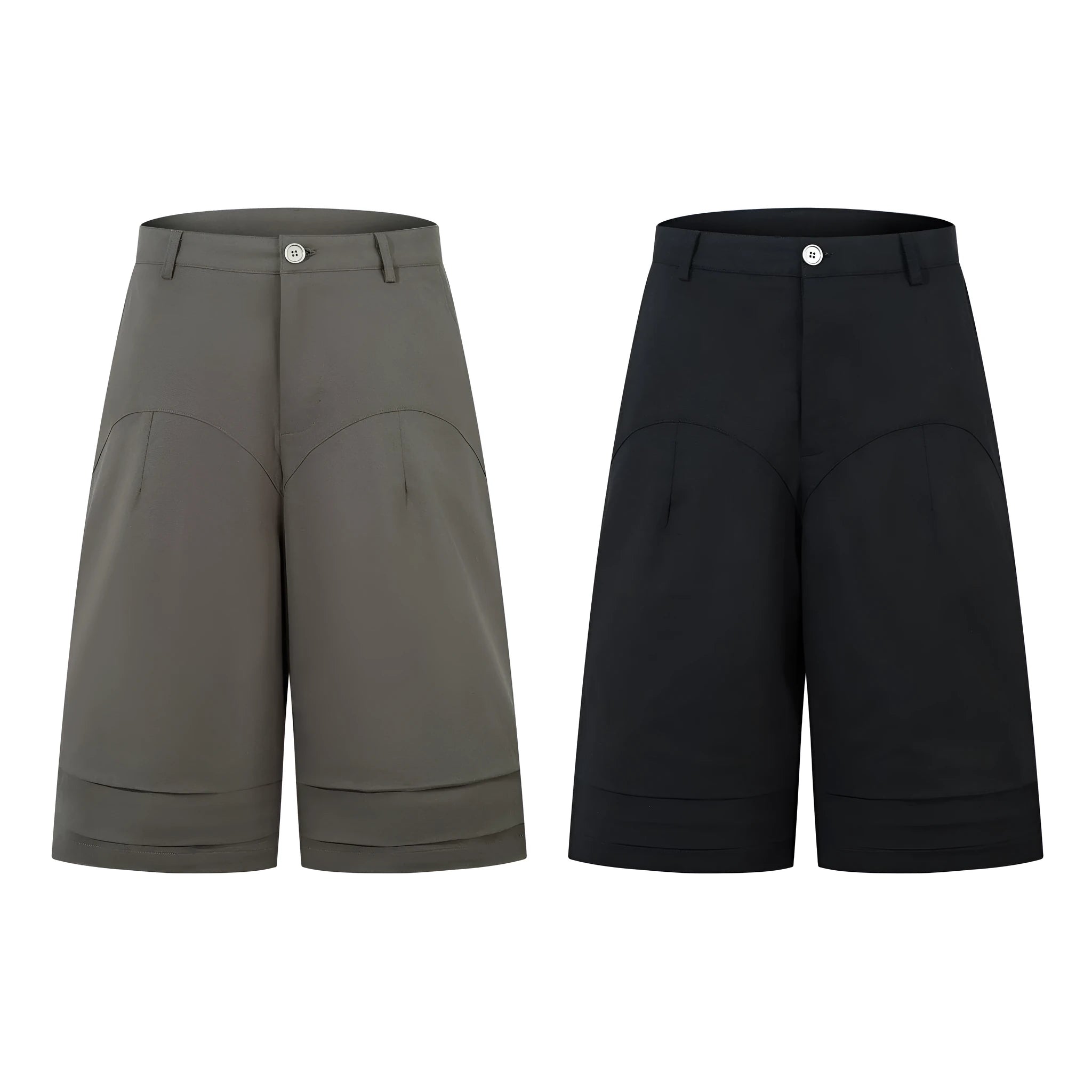 Retro wide leg denim middle pants in black or green with loose fit and zipper fly