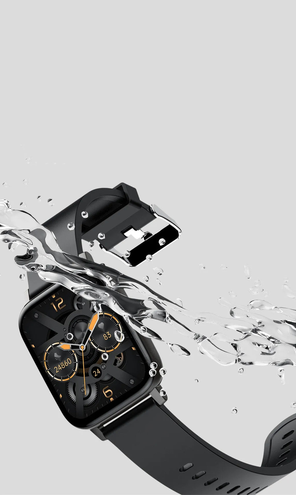 H80 Fashion Sports Smart Watch with black silicone strap and 1.69-inch touch screen displaying heart rate data.