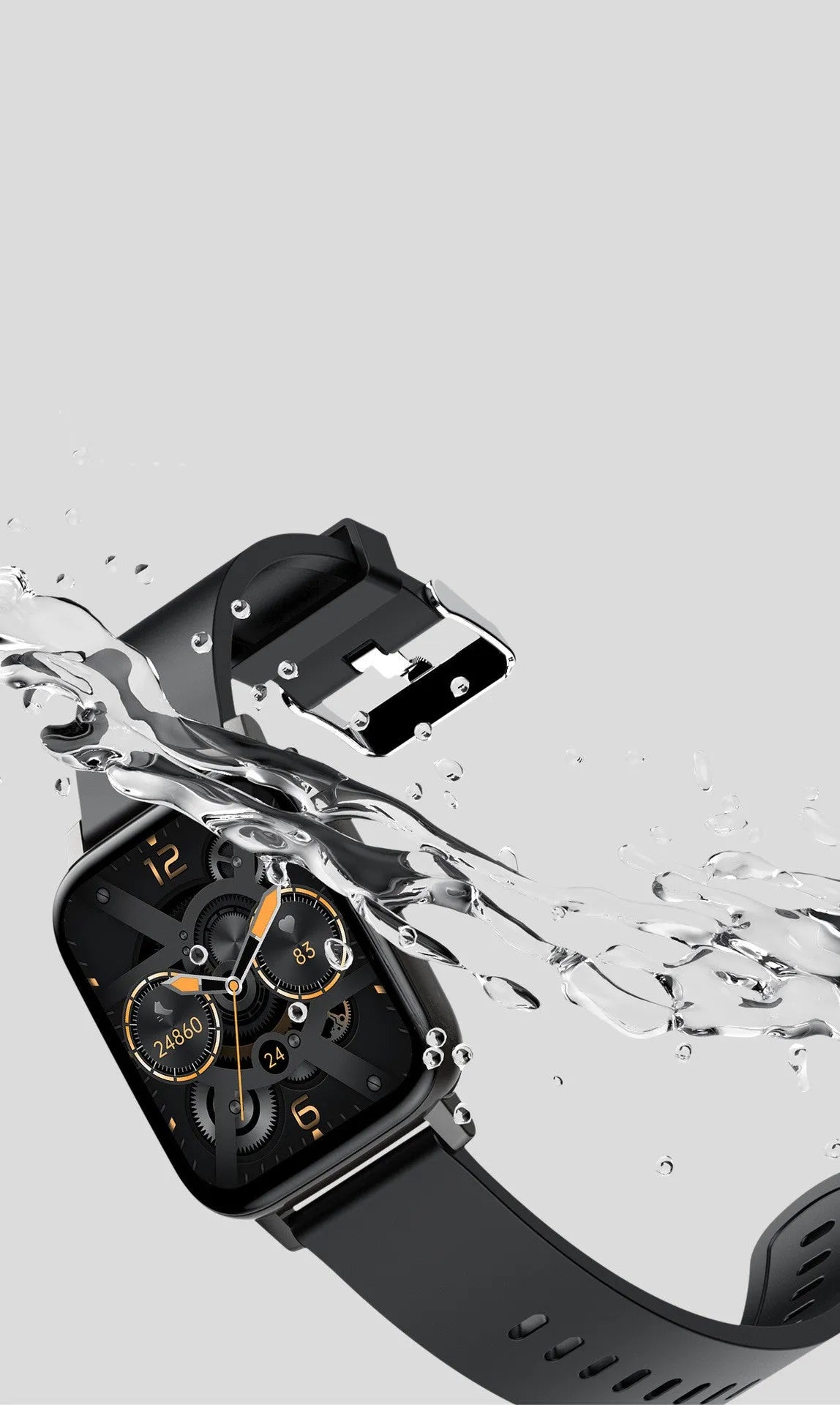 H80 Fashion Sports Smart Watch with black silicone strap and 1.69-inch touch screen displaying heart rate data.