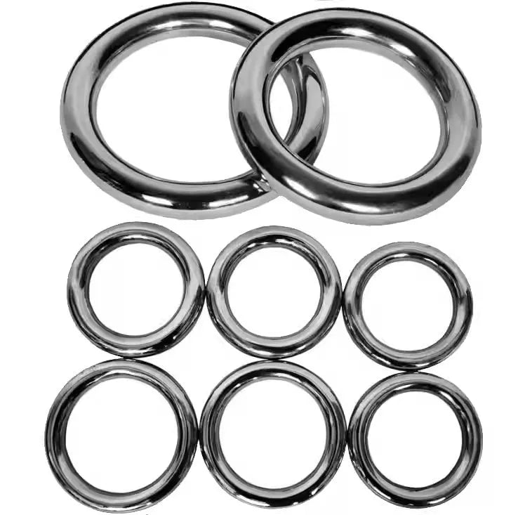 Wing Chun carbon steel training ring in three sizes for martial arts strength conditioning.
