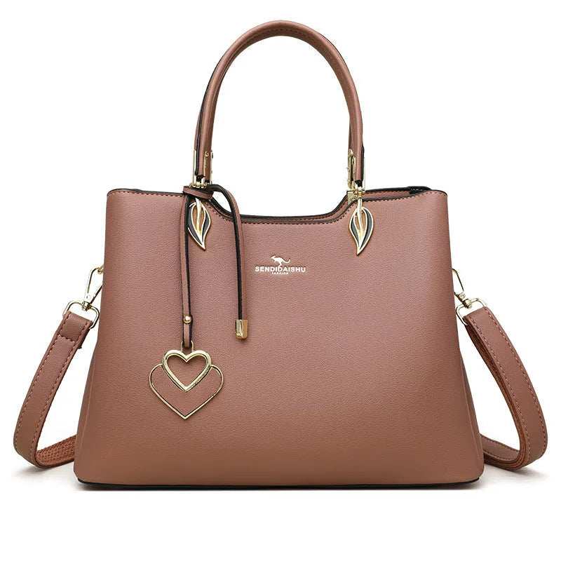 Women's messenger bag with multi-layer shoulder strap in seven colour options