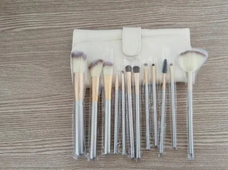 Persian make-up brush set with rice white bristles and champagne-colour handles in three quantity options