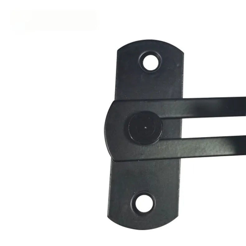 Black carbon steel and stainless steel sliding door lock with 90-degree hasp for barn and warehouse doors