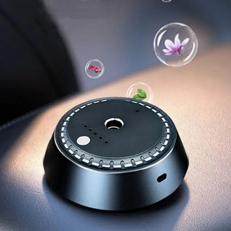 Black metal car aroma diffuser with USB port and timing function