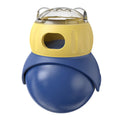 Yellow and blue plastic Tumbler Owl cat puzzle feeder toy for slow feeding