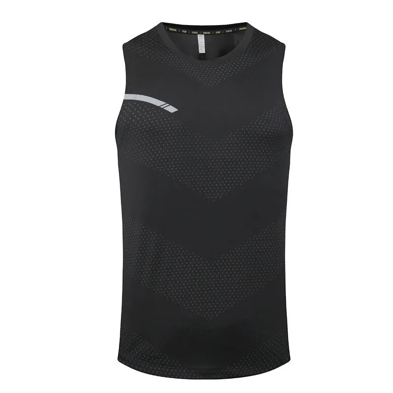 Men's solid colour quick-drying polyester sport tank top for summer sports.